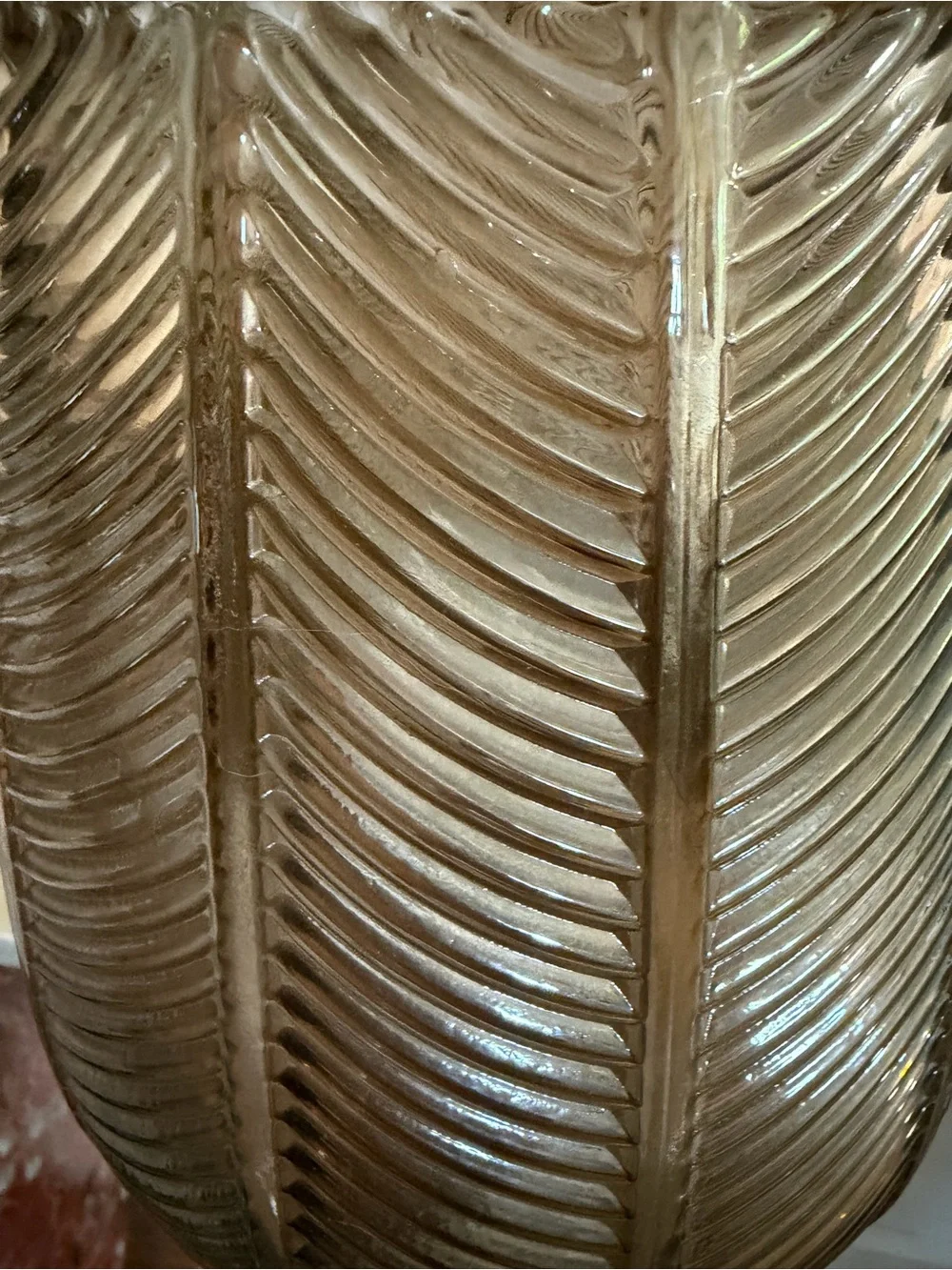 Stanley Smoky Brown Leaf-Texture Glass Vase